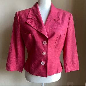 VTG Escada x Zegna Silk Linen Cropped Blazer with Flower Buttons Germany Made